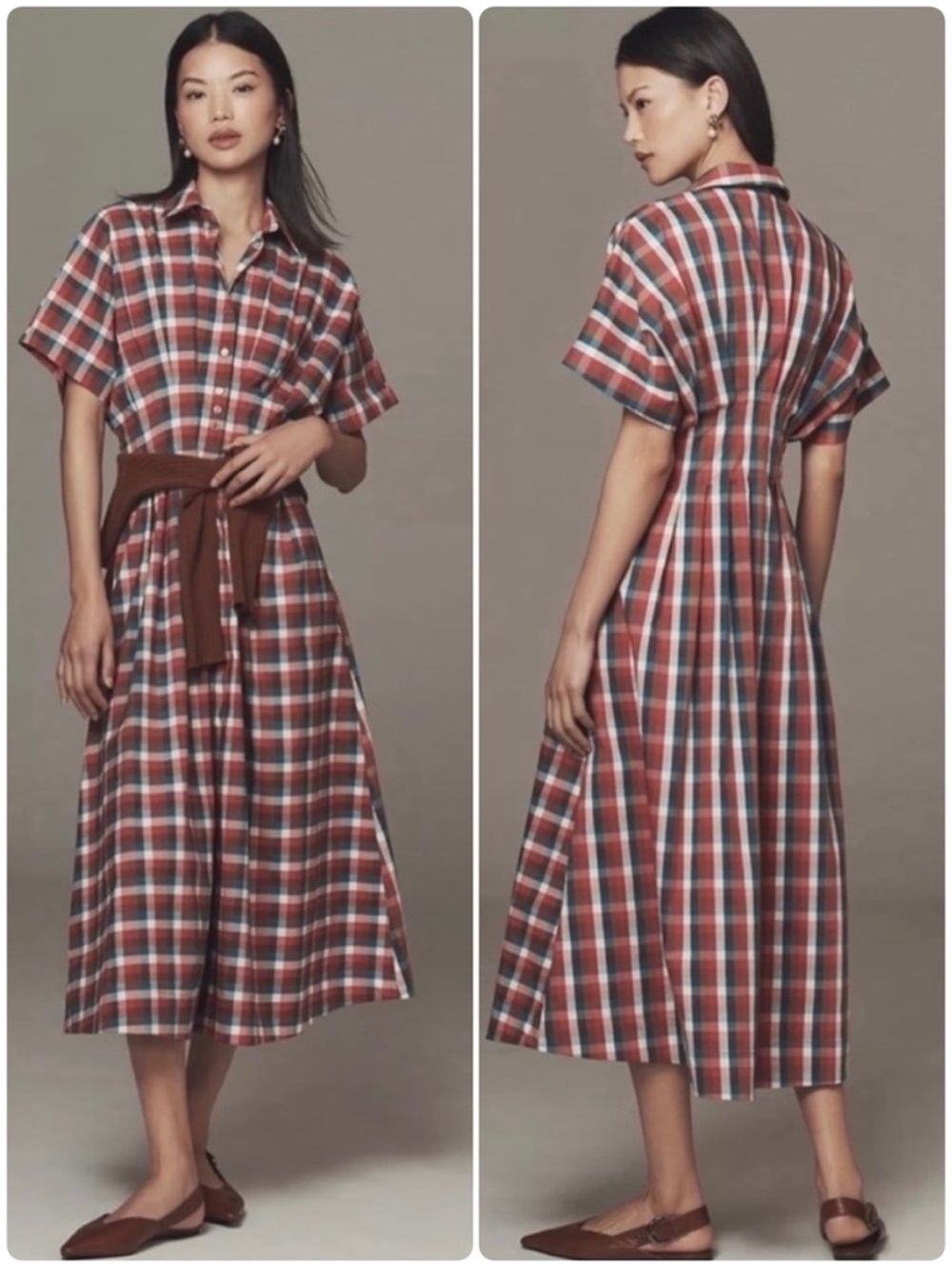 Anthropologie Exquise Viral Tobie Dress in Red Plaid. Size M, like new condition